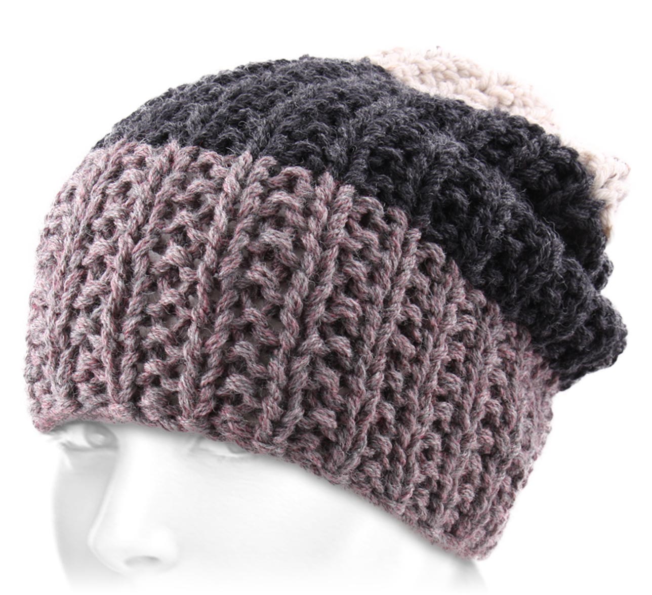 Bonnet crochet Tri Coloured Broken Bonnet crochet Tri Coloured Broken